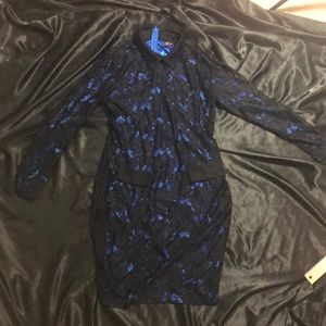 Yizzo Black appliqué with silky blue peeks Dress